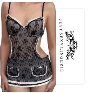 Just Sexy Lingerie Black Maid Style Apron Babydoll